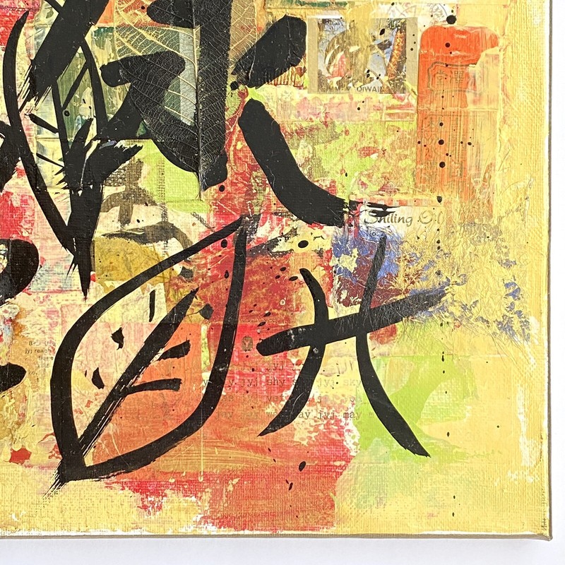 Healthy Life - Original Collage Art Signed Asian Fusion Painting 16”x20” gallery