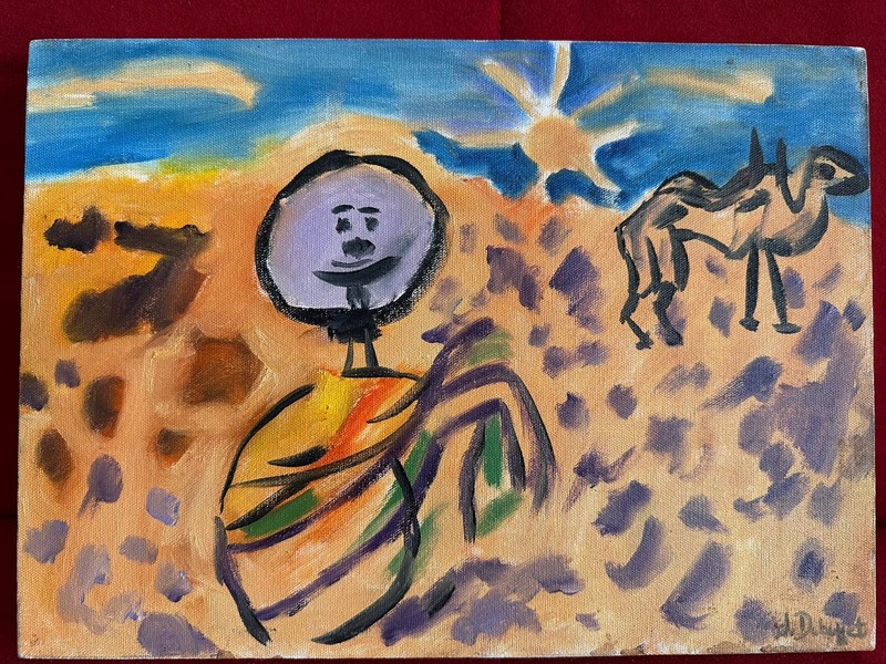 JEAN DUBUFFET oil painting on canvas, vtg vintage.