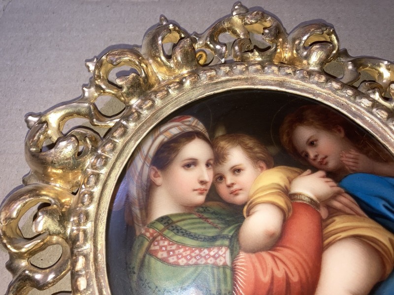 Madonna della Seggiola Raffaello porcelain 19th century unique frame Firenze gallery