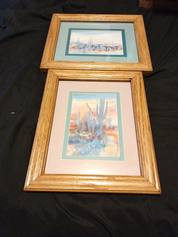 Lot Of 2 8×10 Matching Framed Jim Prindiville Desert Foothills Collector Cards