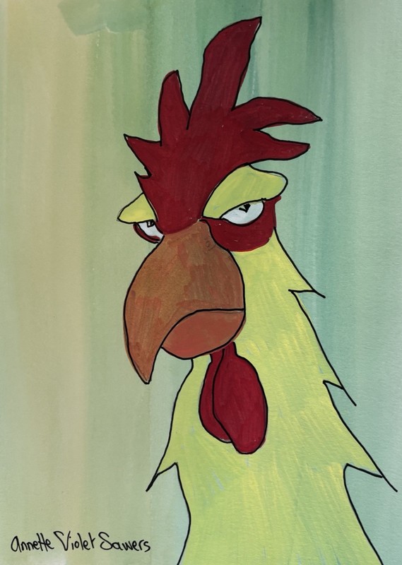 Chicken Rooster Hen Red Fowl Farm Yard Contemporary original artwork by artist