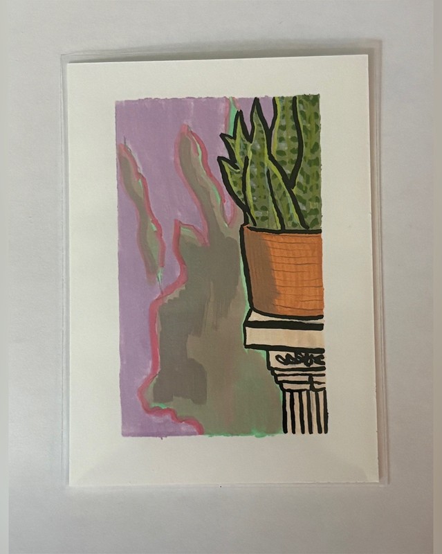 ACEO Original “Plant Shadow” Acrylic Home abstract Shadow Plant Art Card