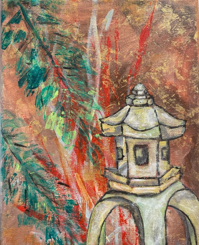 Original acrylic painting – Zen Garden : A place for quiet contemplation