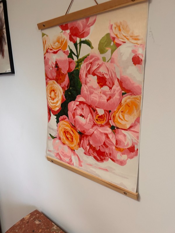 Colorful Roses in Acrylic Paint - 20" x 16" - Wood and leather frame gallery