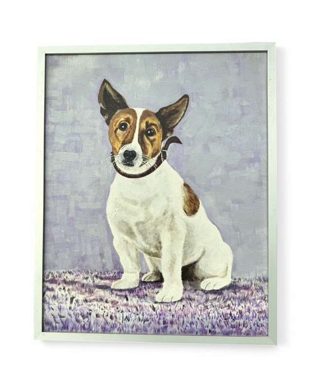 Vintage Jack Russell Terrier Oil Painting Signed 2001, Dog Portrait Art, Framed