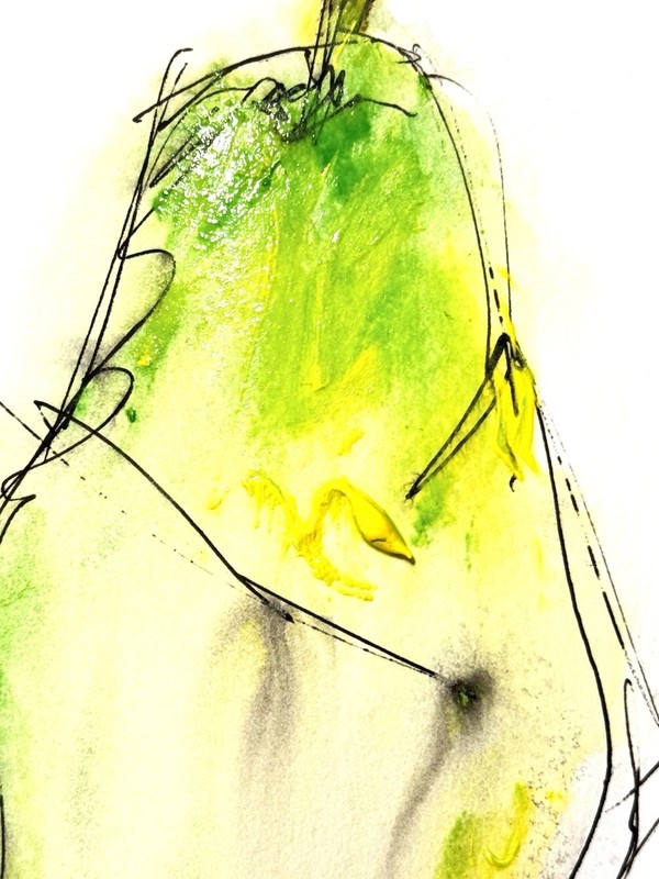 Original Abstract Expressionism 9x12 Pear Handmade Signed Fine Kitchen Art 18 gallery