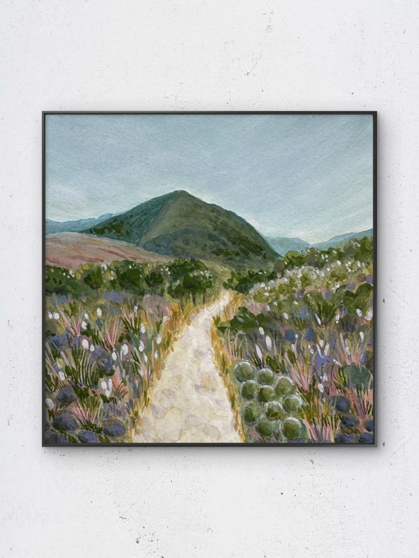 Original Landscape Painting Gouache 6 x 6 Mountains Guadalupe National Park Art gallery