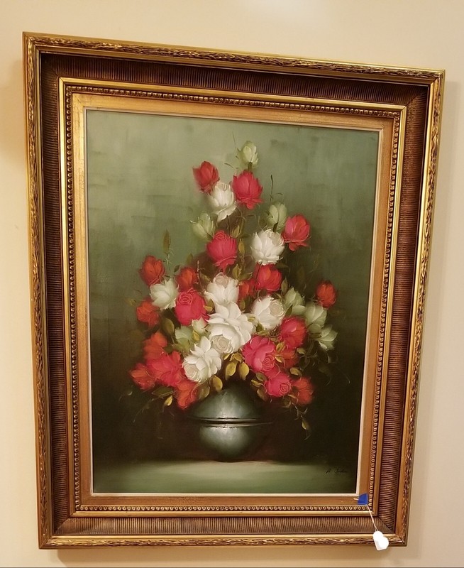 Beautiful LARGE A. Julia Rant Still Life Oil Painting Signed 32″ X 38″ MCM VTG