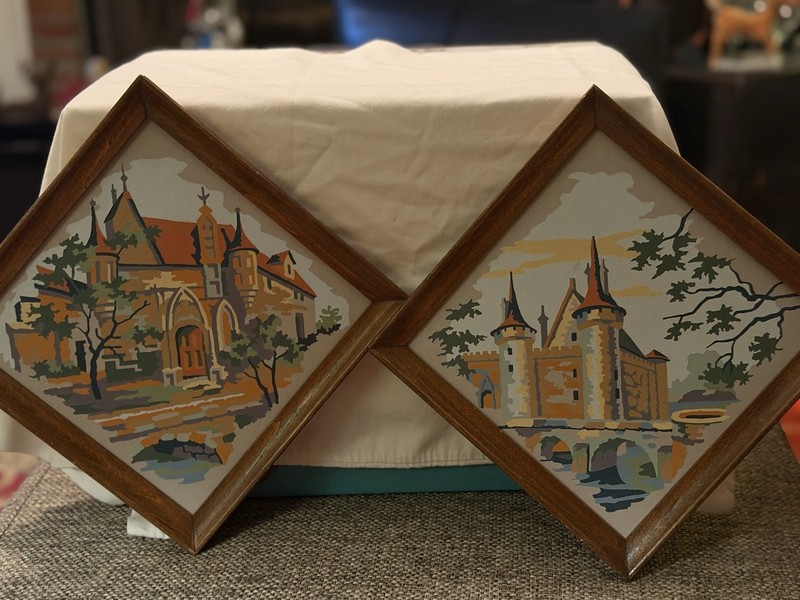 Vintage Paint By Number Italian Scenery Framed- 8 X 8- Two Paintings gallery