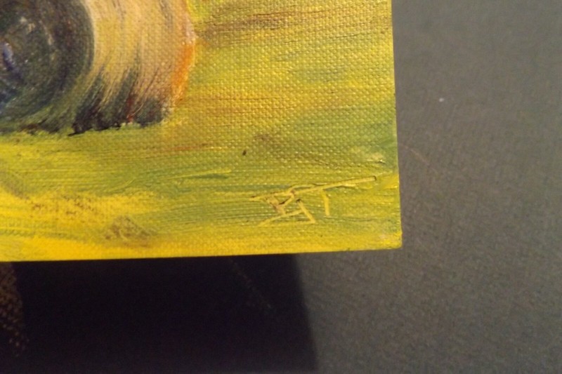 New Original Oil Painting on Paper Canvas 6x6" Fall Field Hay Bales by PJ Teller gallery