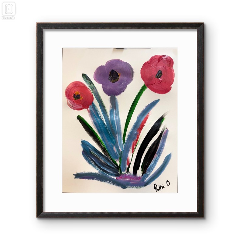 Urban Rhythm Flowers ORIGINAL PAINTING 14X11 Modern Folk Art ART Gallery Paper