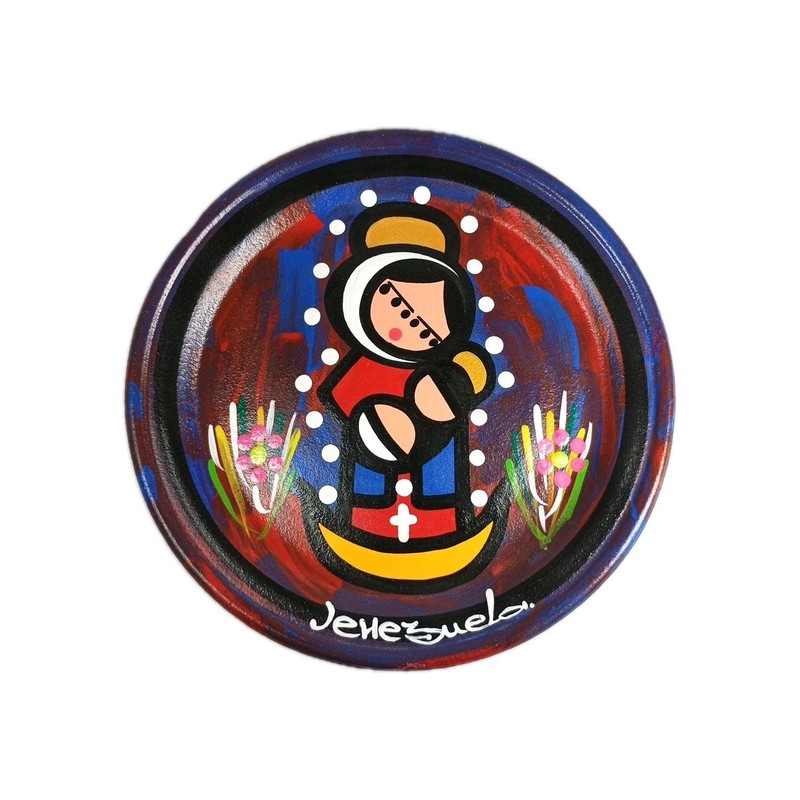 Vintage Hand Painted Folk Art Redware Ceramic Plate 8.5″ Signed Venezuela