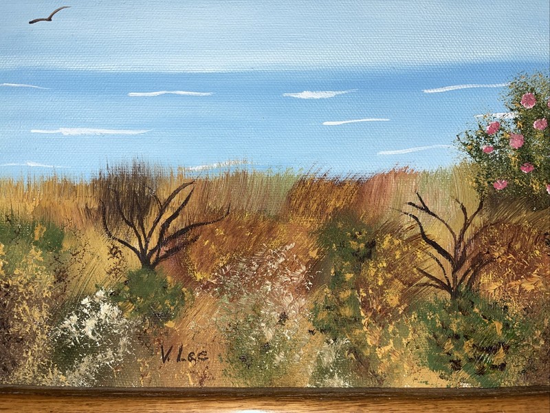 Oregon Coastline Painting Landscape Oil 8x10” Signed Ornate Wood Framed 13x11” gallery