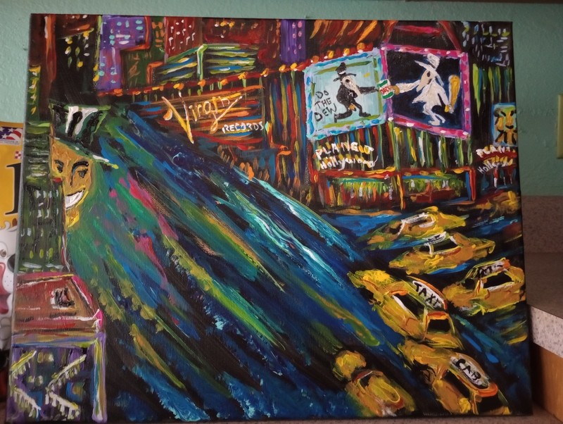 Times Square! 18 by 24 original one of a kind acrylic painting. Asheville’s fam.