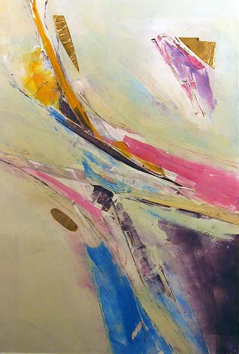Jack Eggman «Intersecting Systems» Original Monotype Painting with copper metal