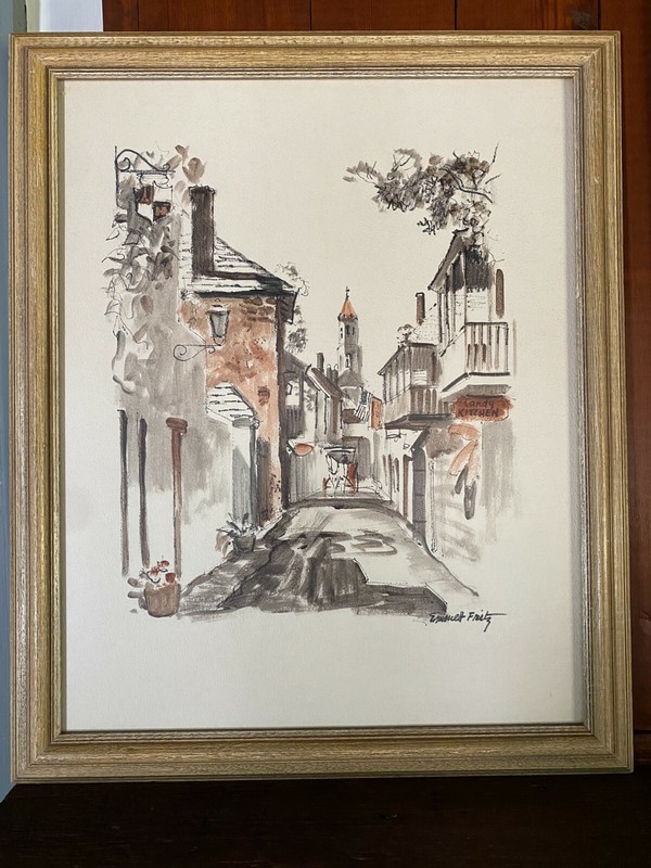 Stunning EMMETT FRITZ Muted Large Mud ST George St Framed Painting 18.5 X 22.5