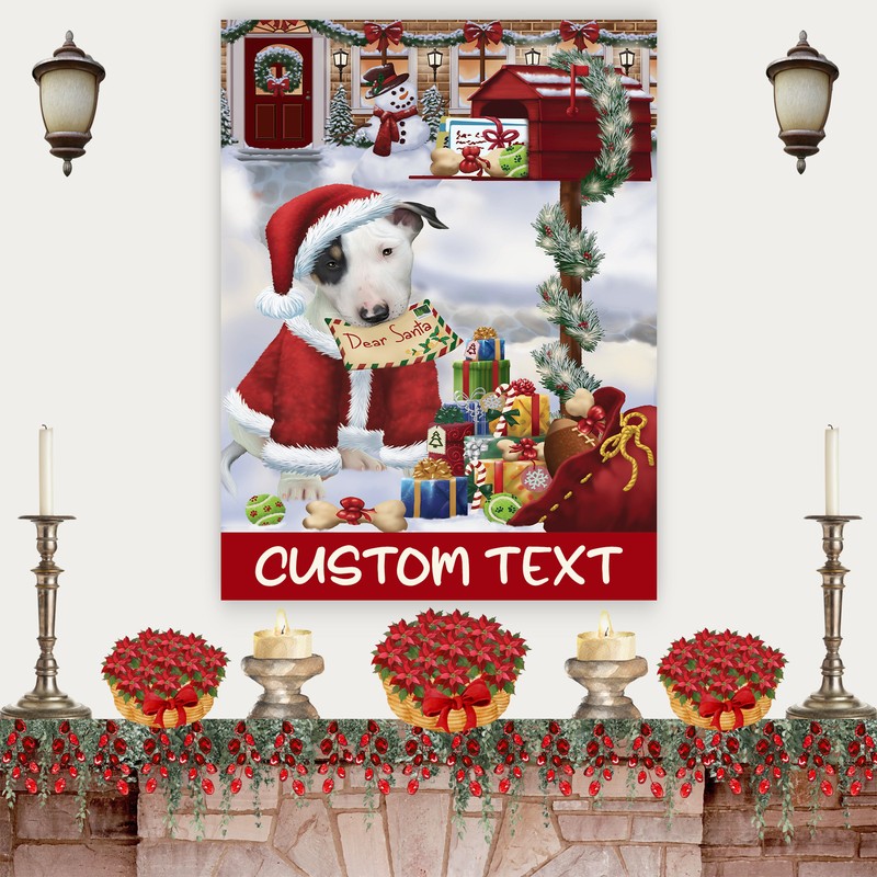 Bull Terrier Dog Canvas .75″ Personalized Digital Painting Christmas NWT