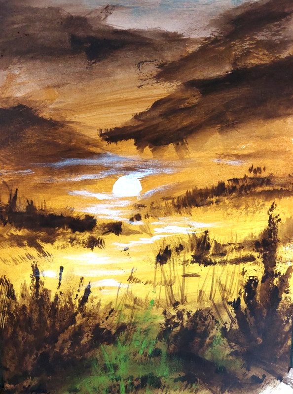 LOVELESS - impressionistic acrylic on paper 11 x 15 COA gallery