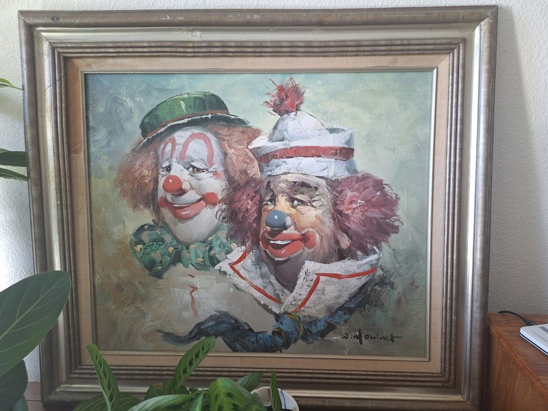 Two Clowns By William Moninet Painting