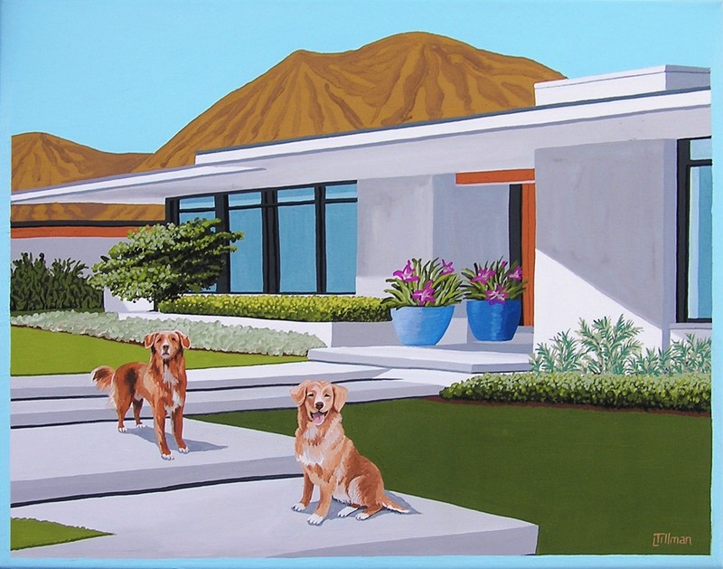 MID MCENTURYODERN EAMES ERA ORIGINAL PAINTING ON CANVAS BY ARTIST LINDA TILLMAN