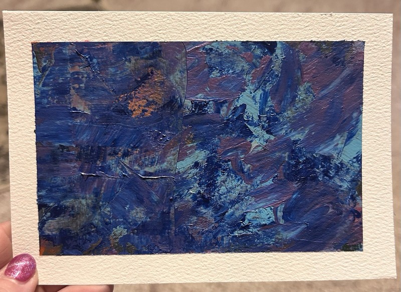 5”x7” Original Acrylic Painting, Abstract ‘Lake Shimmer’ Signed By Sasha Lehto