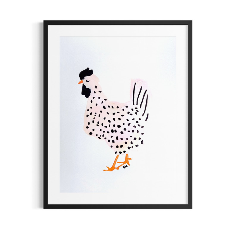 Original Abstract Chicken 9×12 Painting Acrylic Neutral Wall Art Homestead Decor