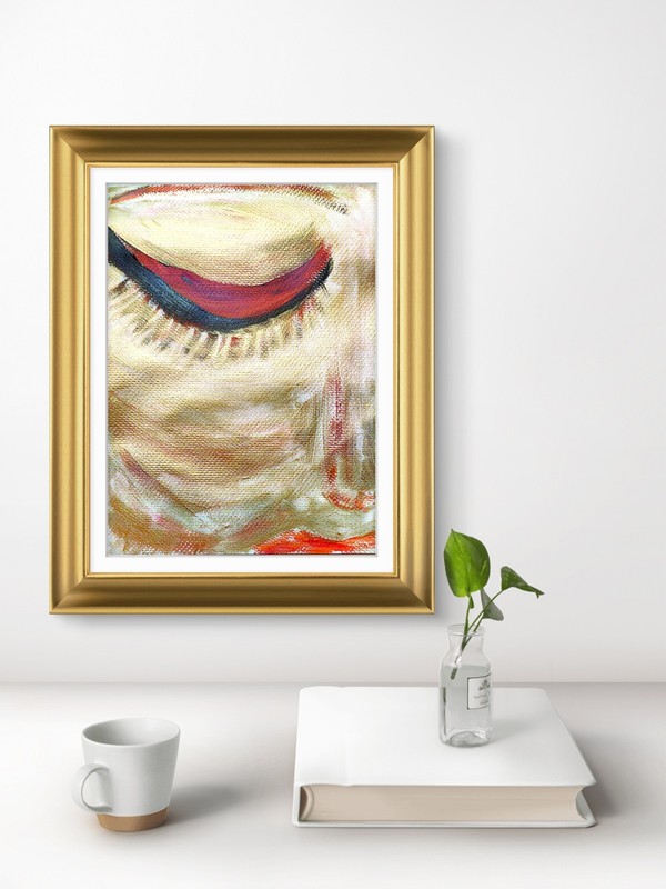 Golden Lady Looks Down Contemporary Expressionist Original Watercolor 9x12 Paper gallery