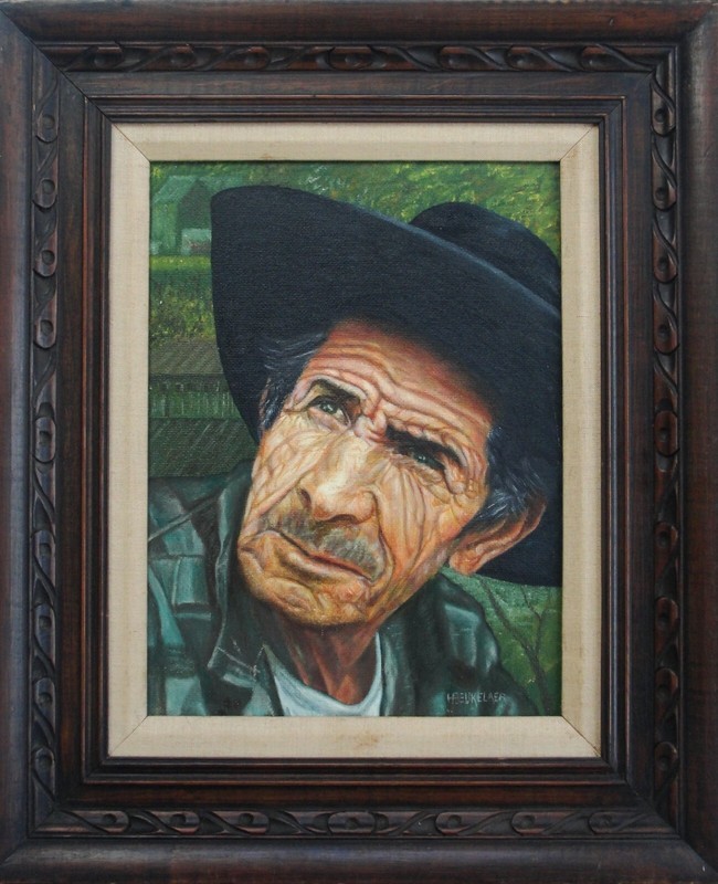 Oil Portrait – Canvas on Masonite – 1972 – Cowboy – Artist: Harry Beukelaer