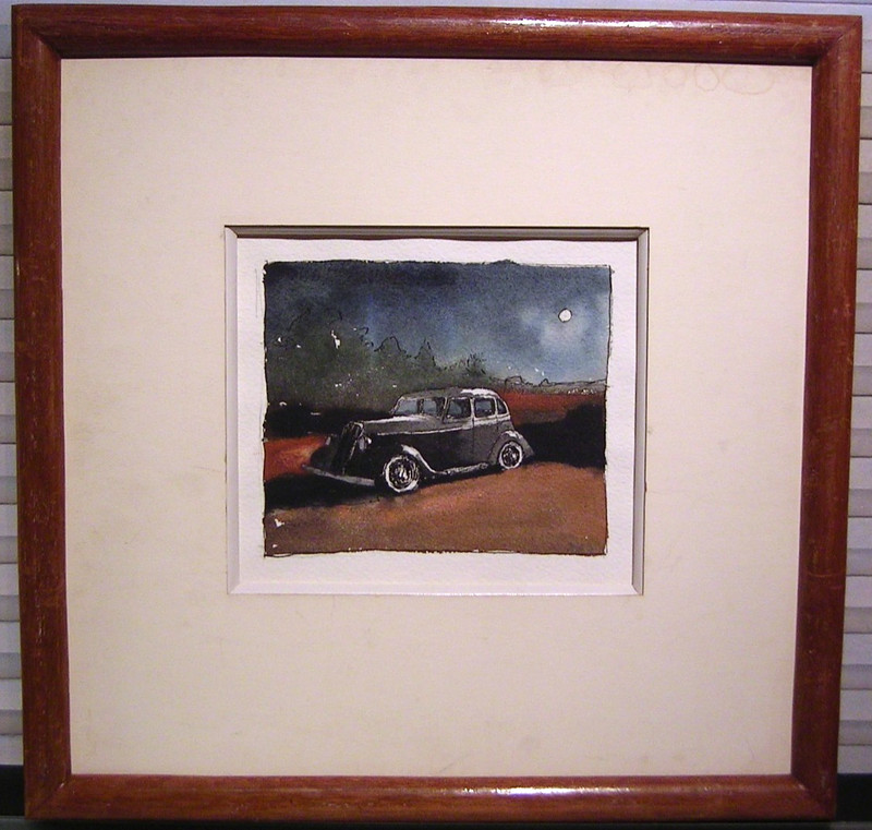 Original Watercolor Painting of a 1930’s Automobile Classic Car Signed 1976