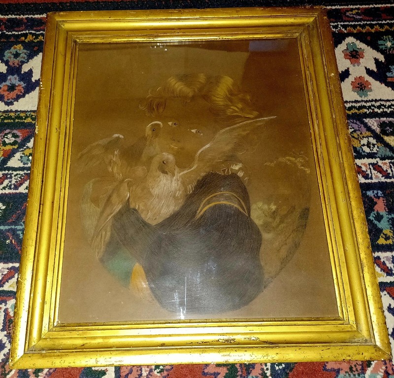 Antique 19th Century Folk Art Child Framed Portrait gallery