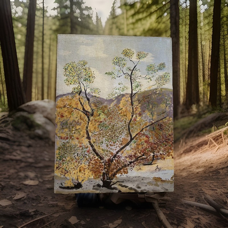 Autumn Landscape Painting Signed Jay