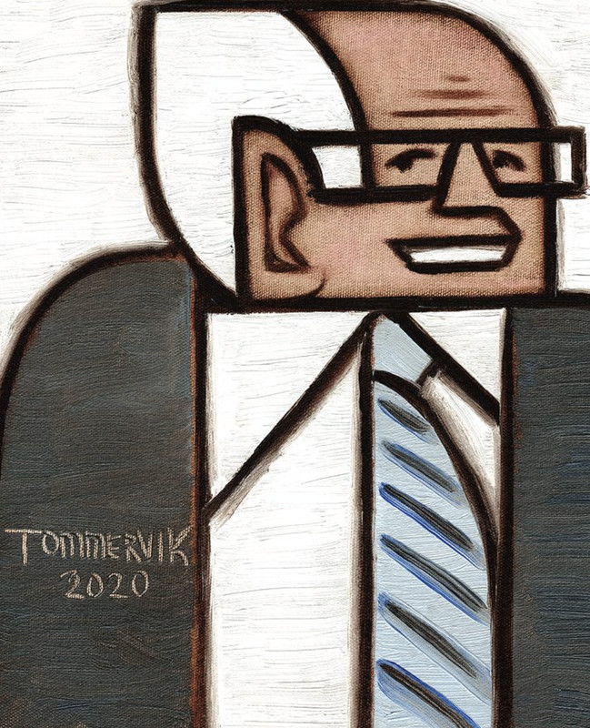 Geometric Bernie Sanders Original Painting by Tommervik | 10″ x 12 Oil on Canvas