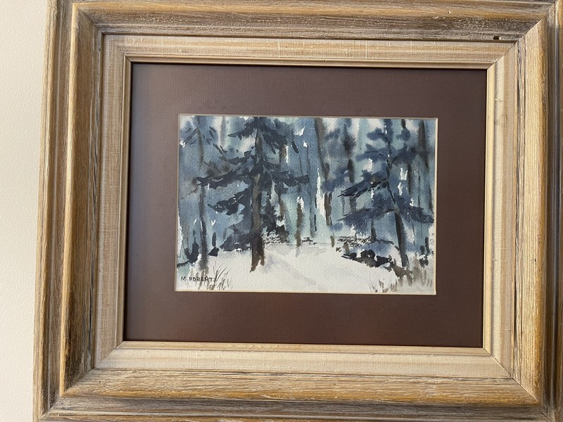 Deep in the Forest, abstract Watercolor Painting Signed M Roberts ~21×18”