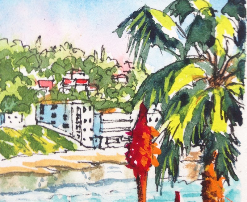 ACEO Original Art Laguna Beach California Painting Small Watercolor Seascape gallery