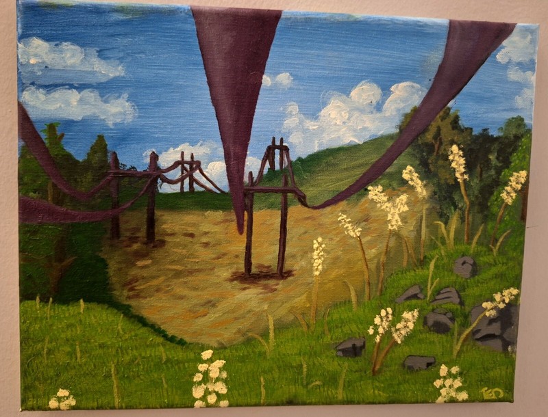Field with power lines, 11»x14» Oil Painting by me, Ted, Allegedly