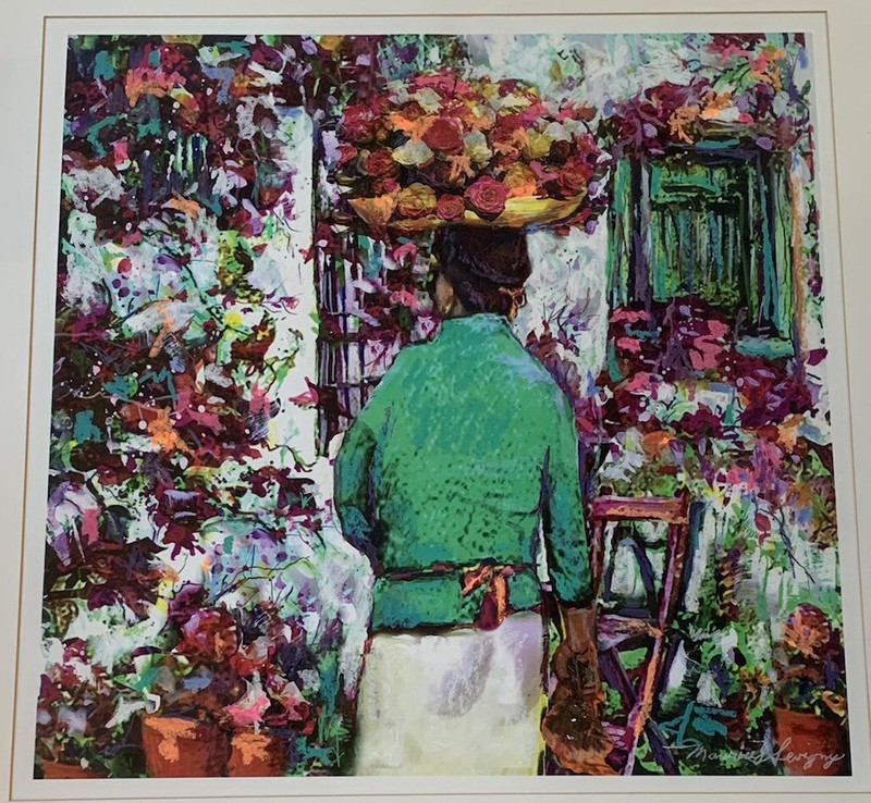 Painting Maurice J. Sevigny Oaxaca Flower Vendor￼Arizona Mexico Floral Landscape