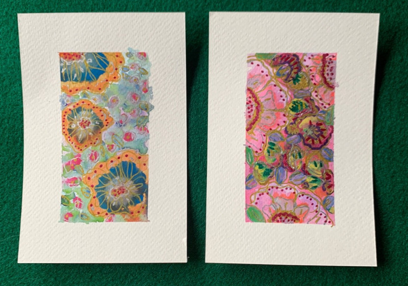 Floral abstract original watercolor paintings 4×6 inches *set of 2*