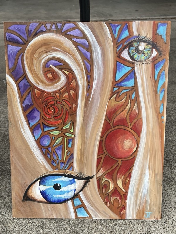 Hand-painted artwork on 11inx14in thin wood board