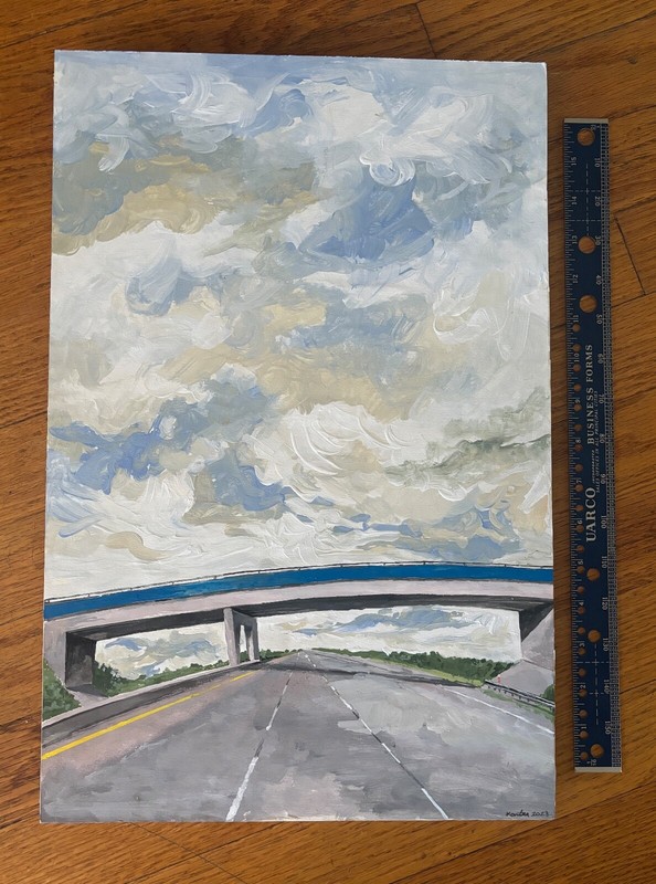 HOWIE KANTER "Iowa Road Trip" - ORIGINAL - ACRYLIC ON WOOD - Frame 12"x18" - 1/1 gallery