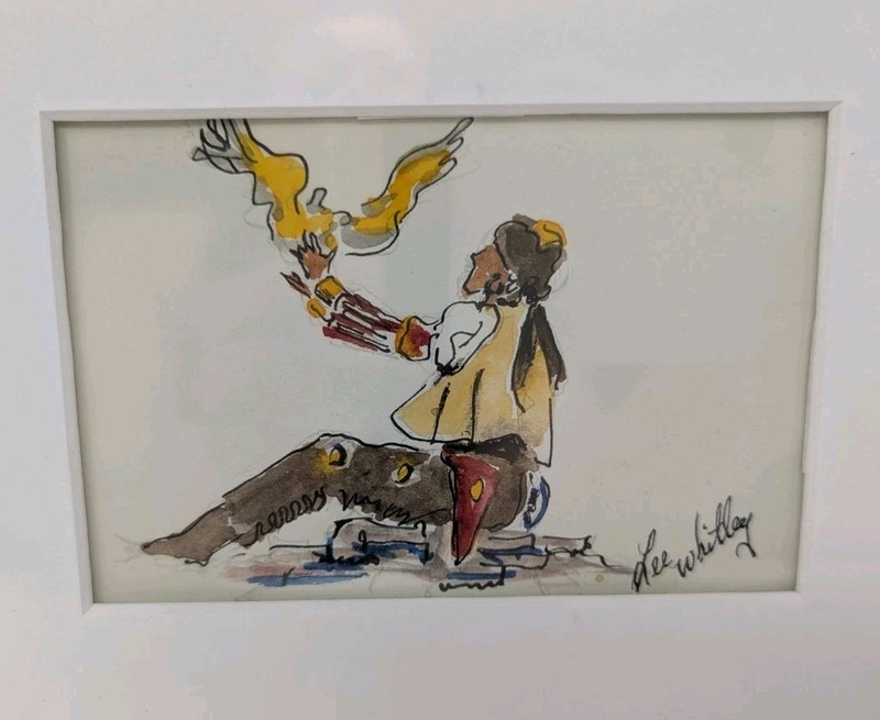 Original Watercolor Painting Signed Lee Whitley Folk Art w/ Provenance