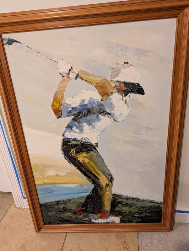 Hand signed Golf painting man cave country club vibe.