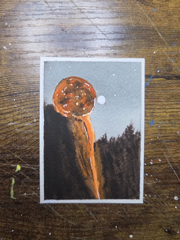 ACEO Original Watercolor Night Fall 2.5inx3.5in