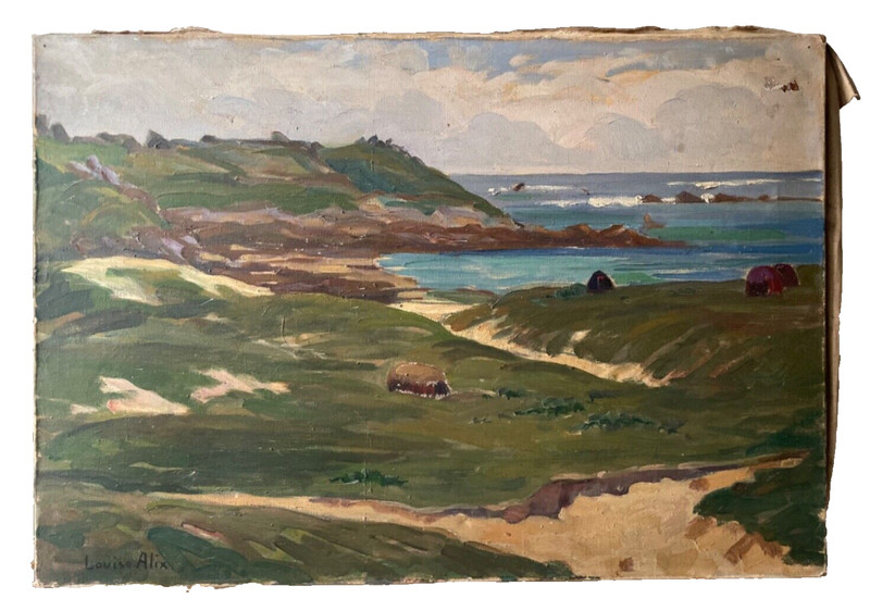 Louise ALIX (1888-1980) Signed- Antique Oil on Canvas – THE PORSPODER DUNE