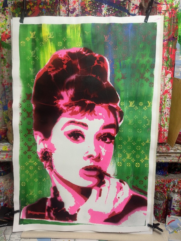 Audrey Hepburn Made On Canvas 24x36 Inch Hand Made By Artonmap Artist gallery