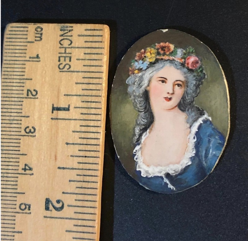 Miniature Portrait Aristocratic18th Century Lady Watercolor for Frame or Brooch gallery