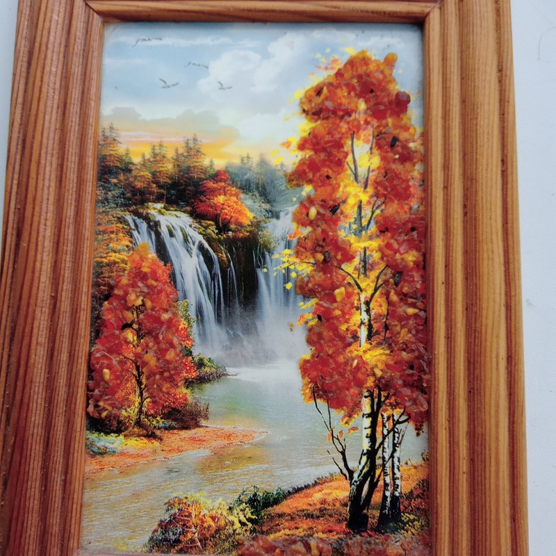 Two small landscape paintings 15 by 10 cm With elements of amber crumbs. Ukrainа gallery