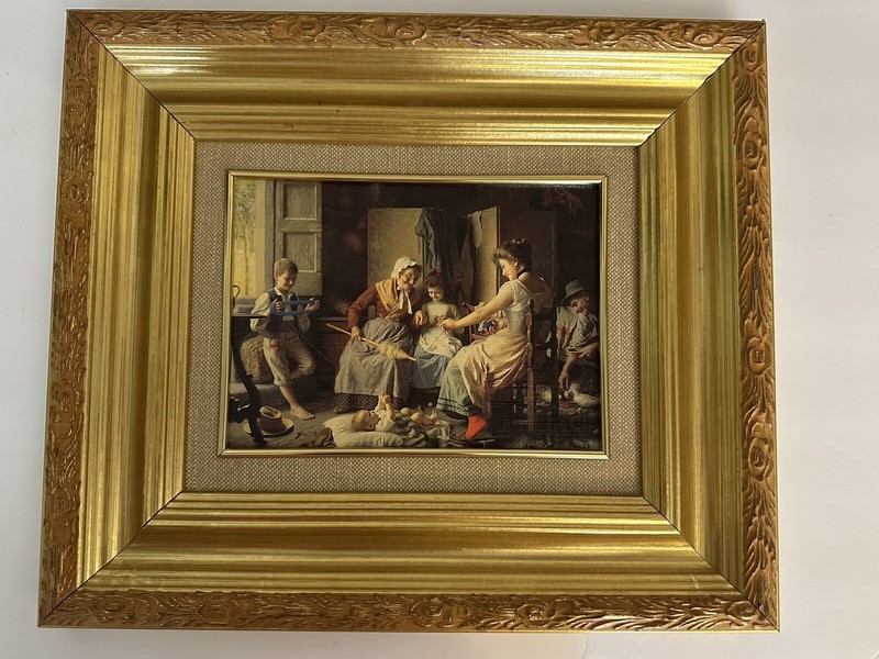 Giovanni Battista Torriglia A Happy Family Painting Gold Wooden Frame 14”X12”