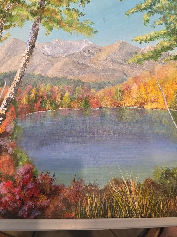 Kathy Fox Signed Autumn Landscape Acrylic Painting Canvas 16x20 Fall Mountain gallery