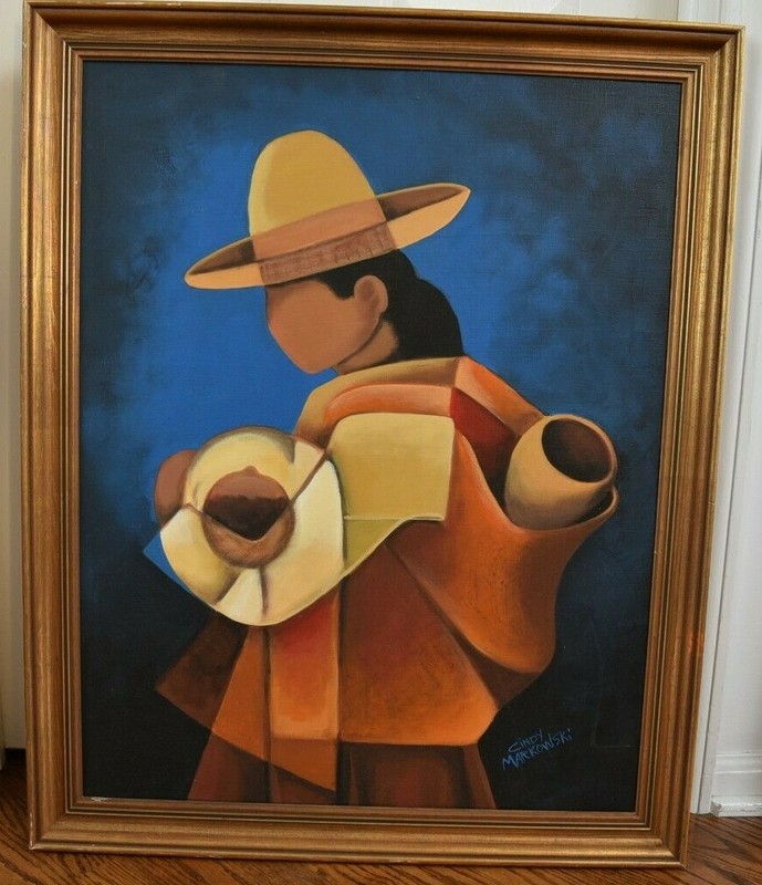 ORIGINAL CINDY MARKOWSKI PAINTING ACRYLIC – 28 INCH X 22 INCH FRAMED