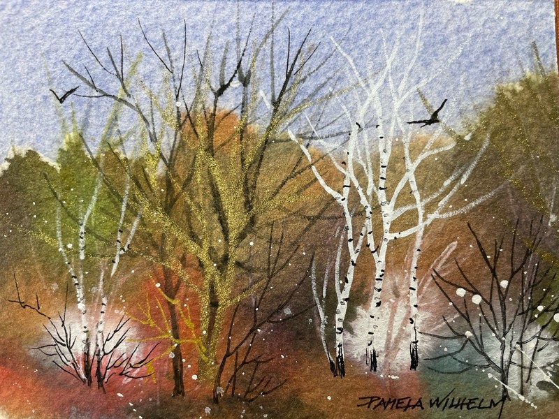 Pamela Wilhelm FOUR Tiny Original Original Landscapes Mounted In Cards to k gallery